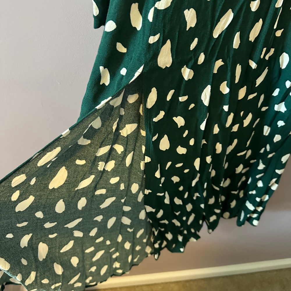 Reformation Women’s Creed Midi Dress Green White Abstract Dot Print Size 8 - Picture 7 of 12